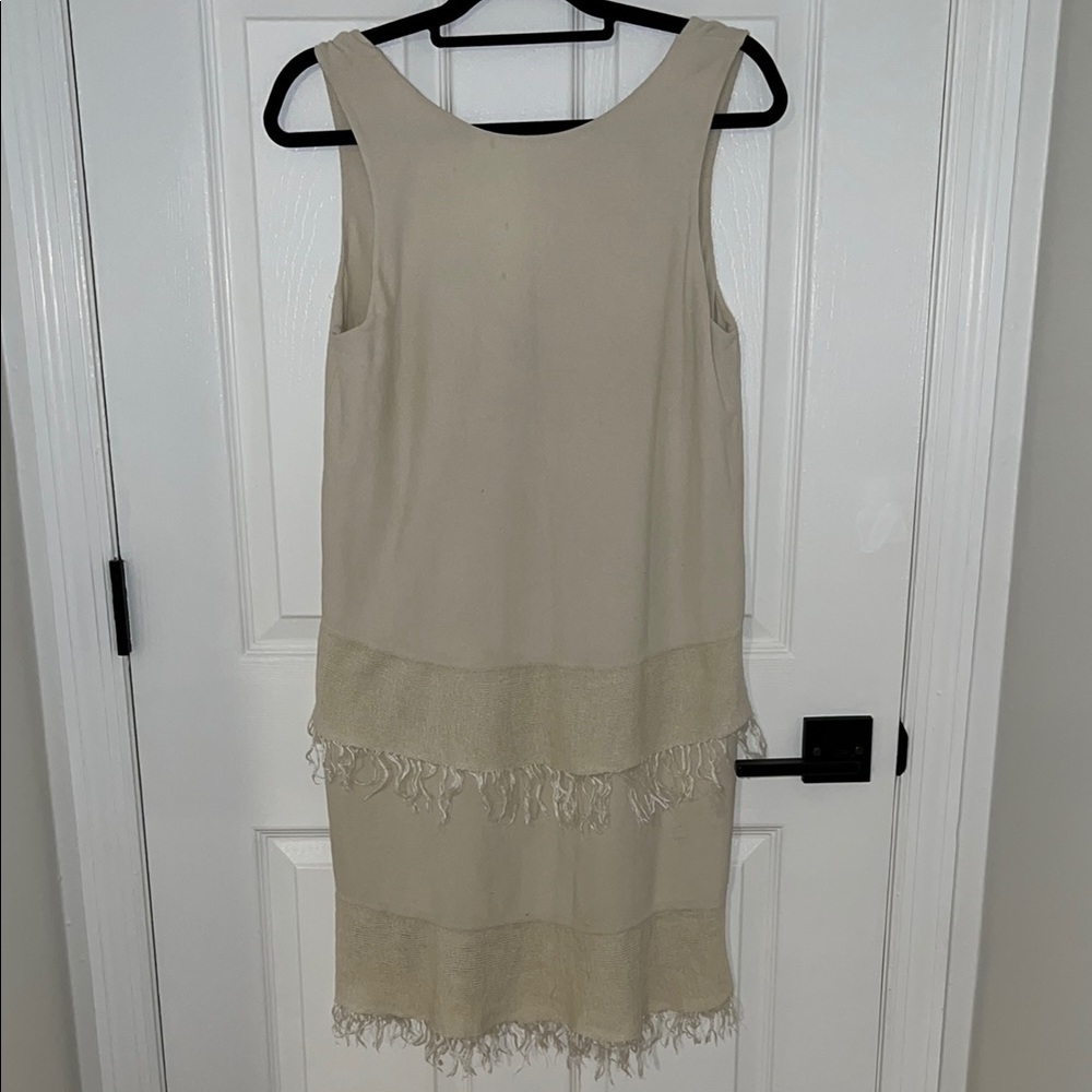 Theory Tan Gold Sheath Midi Dress Scoop Neck